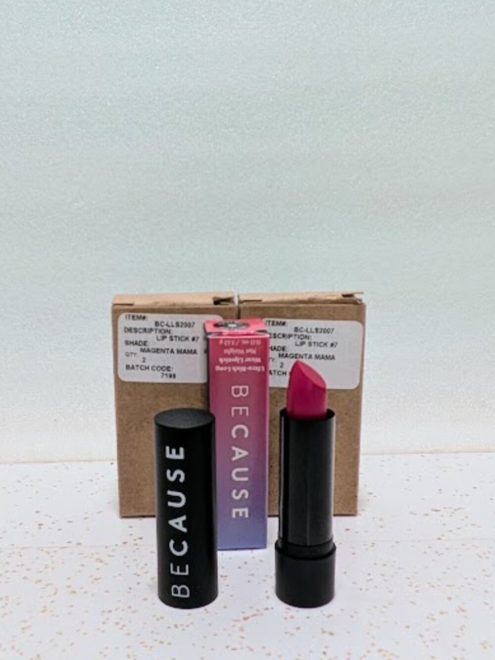 NIB BeCause Cosmetics Ultra Rich Long Wear Lipstick - Magenta Mama Bold Pink (4)